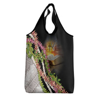 Hawaii Mokihana Mix Pikake Leis Mahalo 'Olelo Grocery Bag Black LT7 - Polynesian Pride