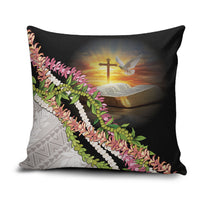 Hawaii Mokihana Mix Pikake Leis Mahalo 'Olelo Pillow Cover Black LT7 Black - Polynesian Pride