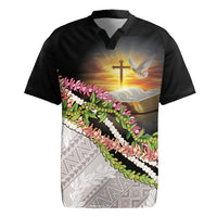 Hawaii Mokihana Mix Pikake Leis Mahalo 'Olelo Rugby Jersey Black LT7 Black - Polynesian Pride