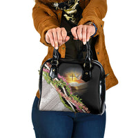 Hawaii Mokihana Mix Pikake Leis Mahalo 'Olelo Shoulder Handbag Black LT7 One Size Black - Polynesian Pride