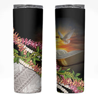 Hawaii Mokihana Mix Pikake Leis Mahalo 'Olelo Skinny Tumbler Black LT7 Black - Polynesian Pride