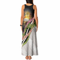 Hawaii Mokihana Mix Pikake Leis Mahalo 'Olelo Tank Maxi Dress Black LT7 - Polynesian Pride