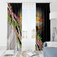 Hawaii Mokihana Mix Pikake Leis Mahalo 'Olelo Window Curtain Black LT7 - Polynesian Pride