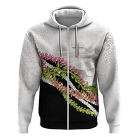 Hawaii Mokihana Mix Pikake Leis Mahalo 'Olelo Hoodie White Tapa LT7 Zip Hoodie White - Polynesian Pride