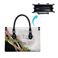 Hawaii Mokihana Mix Pikake Leis Mahalo 'Olelo Leather Bag White Tapa LT7 - Polynesian Pride