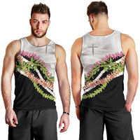 Hawaii Mokihana Mix Pikake Leis Mahalo 'Olelo Men Tank Top White Tapa LT7 - Polynesian Pride