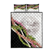 Hawaii Mokihana Mix Pikake Leis Mahalo 'Olelo Quilt Bed Set White Tapa LT7 - Polynesian Pride
