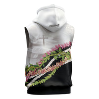 Hawaii Mokihana Mix Pikake Leis Mahalo 'Olelo Sleeveless Zip Hoodie White Tapa LT7 - Polynesian Pride
