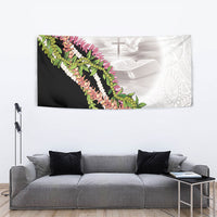 Hawaii Mokihana Mix Pikake Leis Mahalo 'Olelo Tapestry White Tapa LT7 - Polynesian Pride