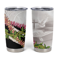 Hawaii Mokihana Mix Pikake Leis Mahalo 'Olelo Tumbler Cup White Tapa LT7 White - Polynesian Pride