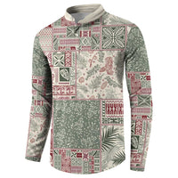 Aloha Hawaii Pastel Christmas Patchwork Button Sweatshirt Classic Style - Polynesian Pride