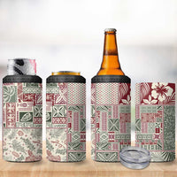Aloha Hawaii Pastel Christmas Patchwork 4 in 1 Can Cooler Tumbler Classic Style - Polynesian Pride