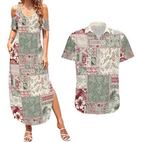 Aloha Hawaii Pastel Christmas Patchwork Couples Matching Summer Maxi Dress and Hawaiian Shirt Classic Style - Polynesian Pride