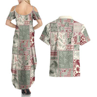 Aloha Hawaii Pastel Christmas Patchwork Couples Matching Summer Maxi Dress and Hawaiian Shirt Classic Style - Polynesian Pride