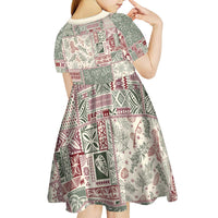 Aloha Hawaii Pastel Christmas Patchwork Kid Short Sleeve Dress Classic Style - Polynesian Pride