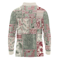 Aloha Hawaii Pastel Christmas Patchwork Long Sleeve Polo Shirt Classic Style - Polynesian Pride