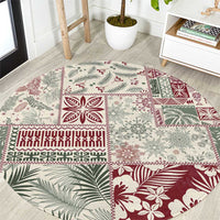 Aloha Hawaii Pastel Christmas Patchwork Round Carpet Classic Style - Polynesian Pride