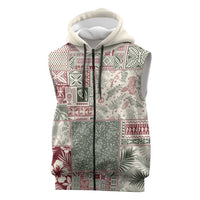 Aloha Hawaii Pastel Christmas Patchwork Sleeveless Zip Hoodie Classic Style LT7