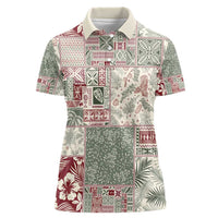 Aloha Hawaii Pastel Christmas Patchwork Women Polo Shirt Classic Style - Polynesian Pride