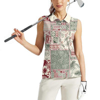 Aloha Hawaii Pastel Christmas Patchwork Women Sleeveless Polo Shirt Classic Style - Polynesian Pride