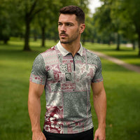 Aloha Hawaii Pastel Christmas Patchwork Zipper Polo Shirt Classic Style - Polynesian Pride