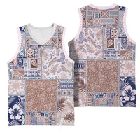 Aloha Hawaii Pastel Christmas Patchwork Basketball Jersey Rustic Style - Polynesian Pride