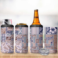 Aloha Hawaii Pastel Christmas Patchwork 4 in 1 Can Cooler Tumbler Rustic Style - Polynesian Pride