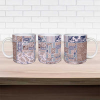 Aloha Hawaii Pastel Christmas Patchwork Ceramic Mug Rustic Style - Polynesian Pride