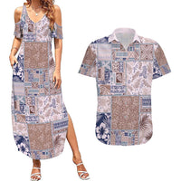 Aloha Hawaii Pastel Christmas Patchwork Couples Matching Summer Maxi Dress and Hawaiian Shirt Rustic Style - Polynesian Pride