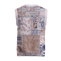 Aloha Hawaii Pastel Christmas Patchwork Christmas Knitted V-Neck Vest Rustic Style - Polynesian Pride