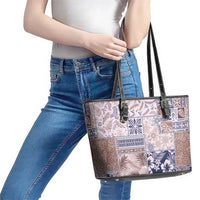 Aloha Hawaii Pastel Christmas Patchwork Leather Tote Bag Rustic Style - Polynesian Pride
