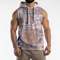 Aloha Hawaii Pastel Christmas Patchwork Sleeveless Hoodie Rustic Style - Polynesian Pride