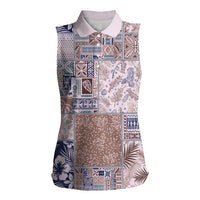 Aloha Hawaii Pastel Christmas Patchwork Women Sleeveless Polo Shirt Rustic Style - Polynesian Pride