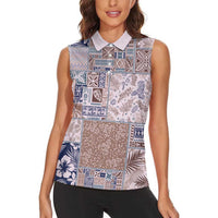 Aloha Hawaii Pastel Christmas Patchwork Women Sleeveless Polo Shirt Rustic Style - Polynesian Pride