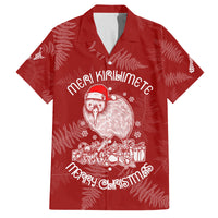 New Zealand Christmas Family Matching Off Shoulder Long Sleeve Dress and Hawaiian Shirt Silver Fern Mix Kiwi Bird Ver01 LT7 Dad's Shirt - Short Sleeve Red - Polynesian Pride