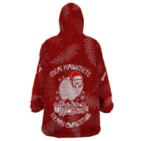 New Zealand Christmas Wearable Blanket Hoodie Silver Fern Mix Kiwi Bird Ver01 LT7 - Polynesian Pride