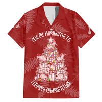 New Zealand Christmas Family Matching Off Shoulder Maxi Dress and Hawaiian Shirt Silver Fern Mix Kiwi Bird Ver02 LT7 Dad's Shirt - Short Sleeve Red - Polynesian Pride