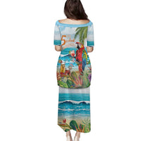 Aloha Hawaii Christmas Family Matching Puletasi and Hawaiian Shirt It's 5 o'clock Somewhere