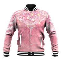 Breast Cancer Awareness Maori Aotearoa Baseball Jacket Manta Ray - Pink Glaze - Polynesian Pride