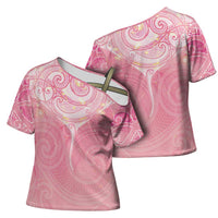 Breast Cancer Awareness Maori Aotearoa Cross Shoulder Shirt Manta Ray - Pink Glaze LT7 - Polynesian Pride