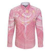 Breast Cancer Awareness Maori Aotearoa Family Matching Long Sleeve Bodycon Dress and Hawaiian Shirt Manta Ray - Pink Glaze - Polynesian Pride
