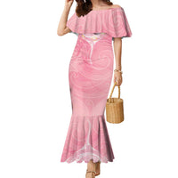Breast Cancer Awareness Maori Aotearoa Family Matching Mermaid Dress and Hawaiian Shirt Manta Ray - Pink Glaze - Polynesian Pride