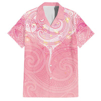 Breast Cancer Awareness Maori Aotearoa Family Matching Off Shoulder Maxi Dress and Hawaiian Shirt Manta Ray - Pink Glaze - Polynesian Pride