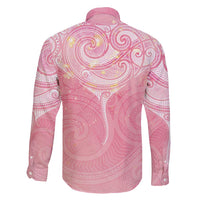 Breast Cancer Awareness Maori Aotearoa Family Matching Off Shoulder Short Dress and Hawaiian Shirt Manta Ray - Pink Glaze - Polynesian Pride