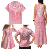 Breast Cancer Awareness Maori Aotearoa Family Matching Tank Maxi Dress and Hawaiian Shirt Manta Ray - Pink Glaze - Polynesian Pride