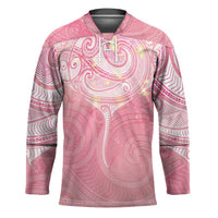 Breast Cancer Awareness Maori Aotearoa Hockey Jersey Manta Ray - Pink Glaze LT7 Unisex Pink - Polynesian Pride