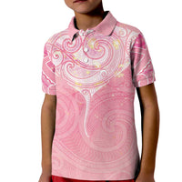 Breast Cancer Awareness Maori Aotearoa Kid Polo Shirt Manta Ray - Pink Glaze - Polynesian Pride