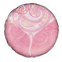 Breast Cancer Awareness Maori Aotearoa Spare Tire Cover Manta Ray - Pink Glaze - Polynesian Pride