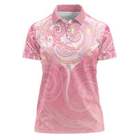 Breast Cancer Awareness Maori Aotearoa Women Polo Shirt Manta Ray - Pink Glaze - Polynesian Pride