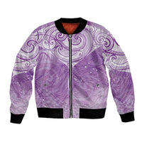 Epilepsy Awareness Maori Aotearoa Bomber Jacket Manta Ray - Purple Glaze - Polynesian Pride